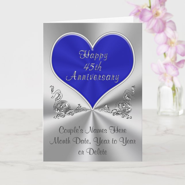 White Cotton Cards Sapphire, Handmade 45Th Wedding Anniversary Card