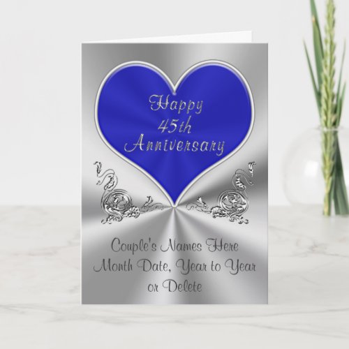 Personalized 45th Wedding Anniversary Card