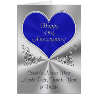 45th Wedding Anniversary T Shirts Gifts Personalized 45th Wedding Anniversary Card
