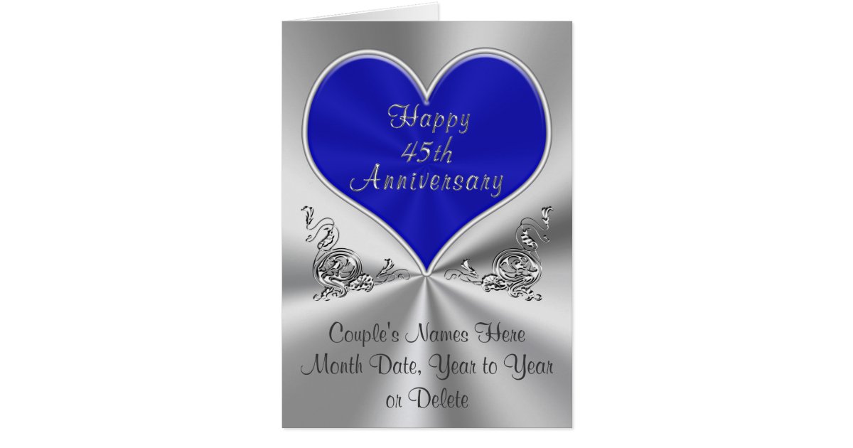 Personalized 45th Wedding Anniversary Card | Zazzle