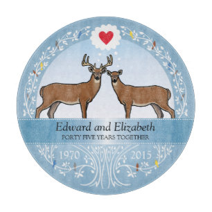 Personalized 45th Wedding Anniversary, Deer Cutting Board