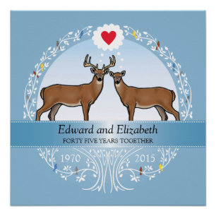 Personalized 45th Wedding Anniversary, Deer Poster