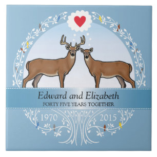 Personalized 45th Wedding Anniversary, Deer Tile