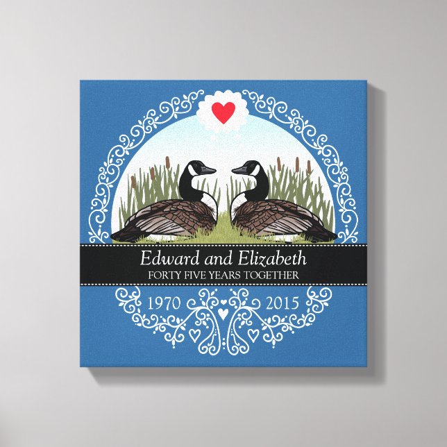 Personalized 45th Wedding Anniversary, Geese Canvas Print (Front)