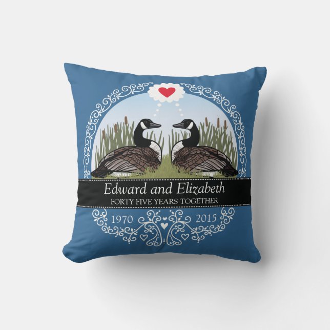 Personalized 45th Wedding Anniversary, Geese Throw Pillow (Front)