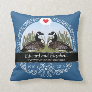Personalized 45th Wedding Anniversary, Geese Throw Pillow