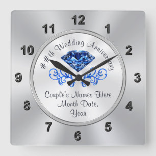 Personalized 45th Wedding Anniversary Gift Ideas Square Wall Clock