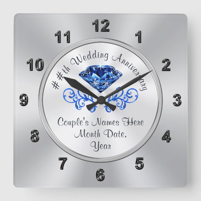 Personalized 45th Wedding Anniversary Gift Ideas Square Wall Clock (Front)