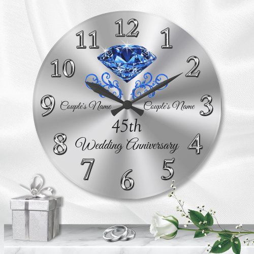 Personalized 45th Wedding Anniversary Gifts Clock