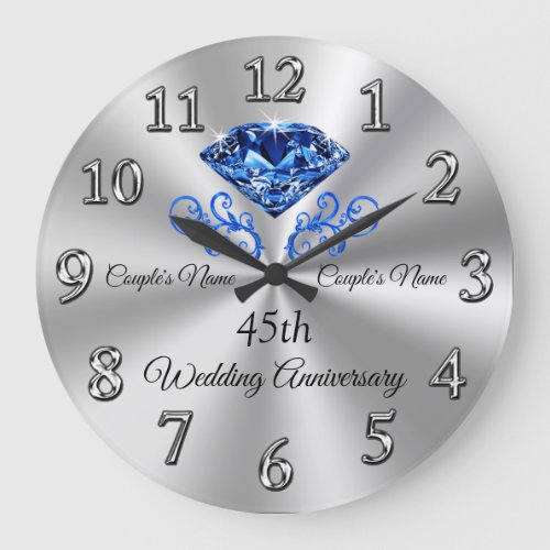 Personalized 45th Wedding Anniversary Gifts Clock