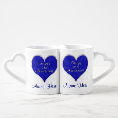 Personalized 45th Wedding Anniversary Gifts Coffee Mug Set