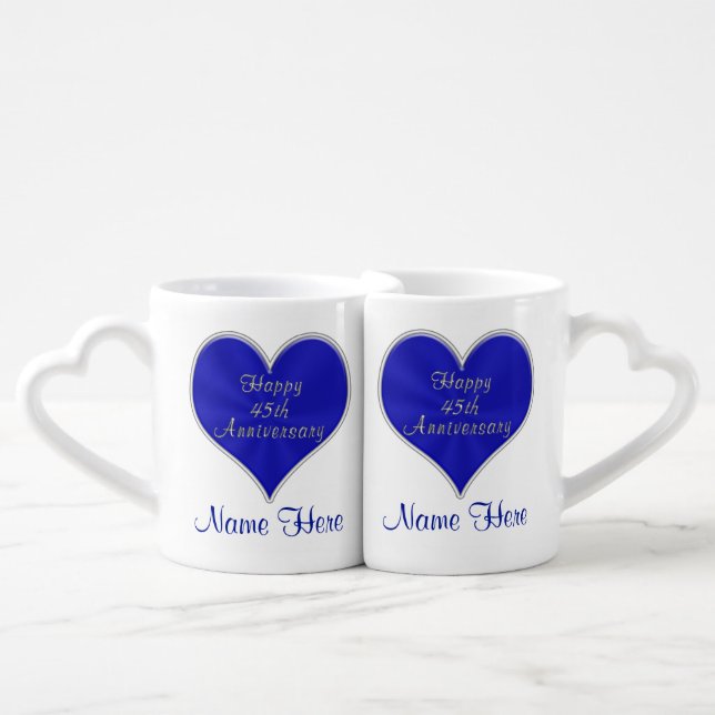 Personalized 45th Wedding Anniversary Gifts Coffee Mug Set (Front Nesting)