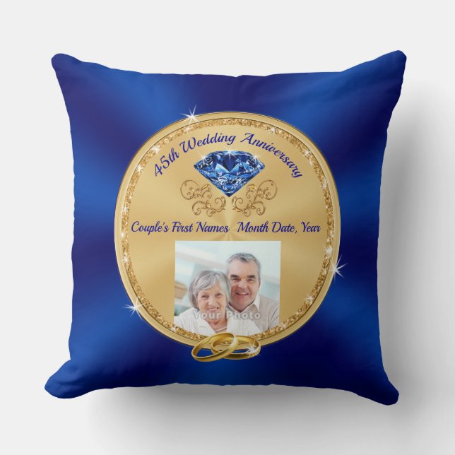 Personalized 45th Wedding Anniversary Gifts Throw Pillow (Front)
