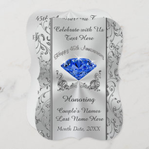 Personalized 45th Wedding Anniversary Invitations