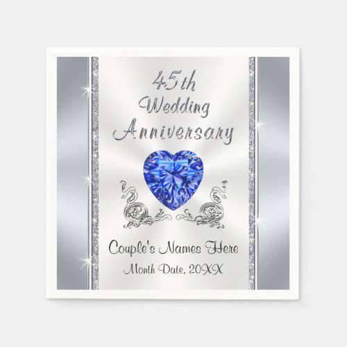 Personalized 45th Wedding Anniversary Napkins