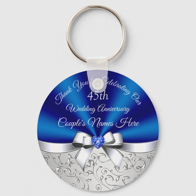 Personalized, 45th Wedding Anniversary Party Ideas Keychain (Front)