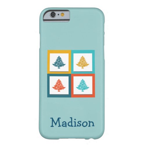 Personalized 4 Christmas Trees Retro Design Barely There iPhone 6 Case