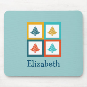 Personalized 4 Christmas Trees Retro Design Mouse Pad