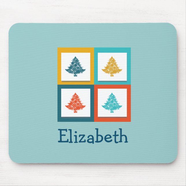 Personalized 4 Christmas Trees Retro Design Mouse Pad (Front)