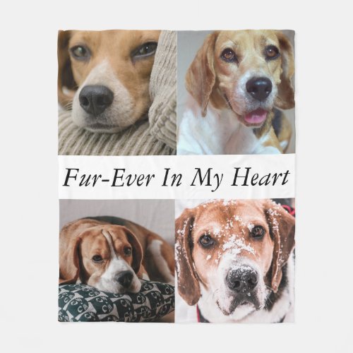 Personalized 4 Dog Photo Collage Fleece Blanket