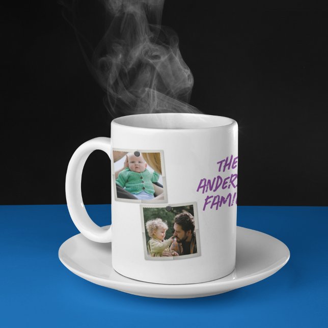 Personalized 4 Family Photo Collage with Texts Coffee Mug (Creator Uploaded)