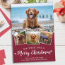 Personalized 4 Pet Photo Woof You Merry Christmas Holiday Card