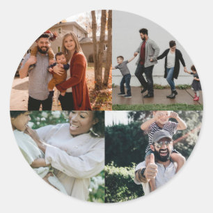 Personalized 4 Photo Classic Round Sticker