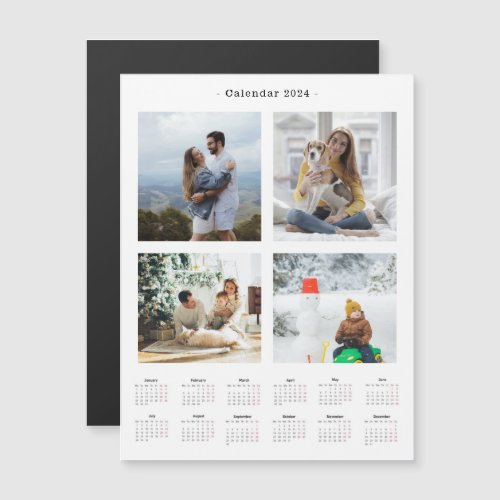 Personalized 4 Photo Collage 2024 Calendar 
