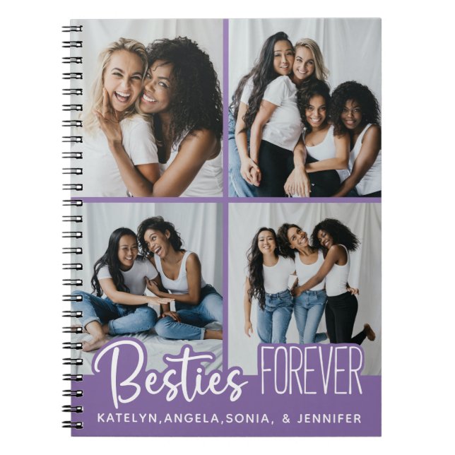 Personalized 4 Photo Collage Best Friends Forever Notebook (Front)