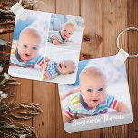 Personalized 4 Photo Collage Custom Modern Baby  Keychain<br><div class="desc">Introducing the perfect keepsake for new parents or anyone wanting to carry a piece of love wherever they go—a Photo Collage Keychain. This charming accessory is designed to hold the precious memories of your newborn and is an ideal gift for baby showers or to celebrate the arrival of a new...</div>