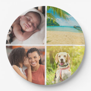 Personalized 4 Photo Collage Custom Paper Plates