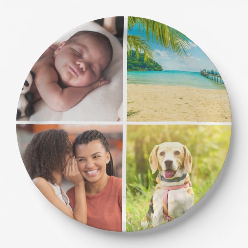 Personalized 4 Photo Collage Custom Paper Plates