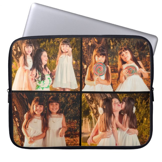 Personalized 4 Photo Collage Electronics Bag (Front)
