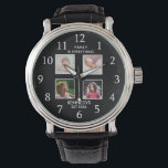 Personalized  4 Photo Collage Family Name Black Watch<br><div class="desc">Create your own photo collage watch with 4 of your favorite pictures. The photo frame watch helps you treasure your special moments and also makes a thoughtful gift for parents, grandparents and friends. The personalized watch with photos makes it a perfect gift for all occasions. Personalize with family name and...</div>