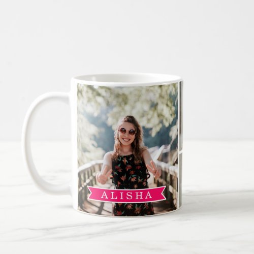 Personalized 4 Photo Collage Girls Name Coffee Mug