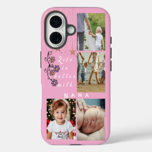 Personalized 4 Photo Collage Life is better Nana iPhone 16 Case