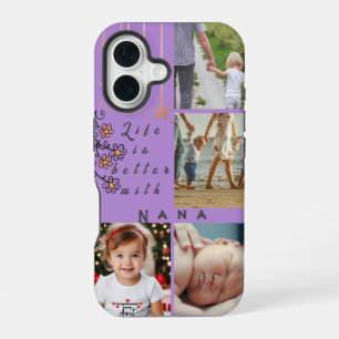 Personalized 4 Photo Collage Life is better Nana iPhone 16 Case