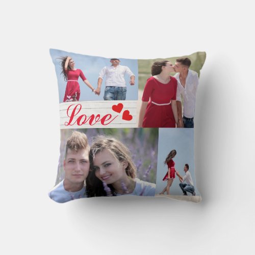 Personalized 4 Photo Collage Love Throw Pillow
