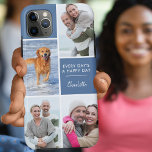 Personalized 4 Photo Collage Positive Quote Blue iPhone 11 Pro Max Case<br><div class="desc">Personalized Phone case for iphone 11 pro max and many other models. The design features a custom photo collage with 4 of your favorite photos, your name and the wording "Every day's a happy day". The photo template is set up ready for you to add your photos, working clockwise from...</div>