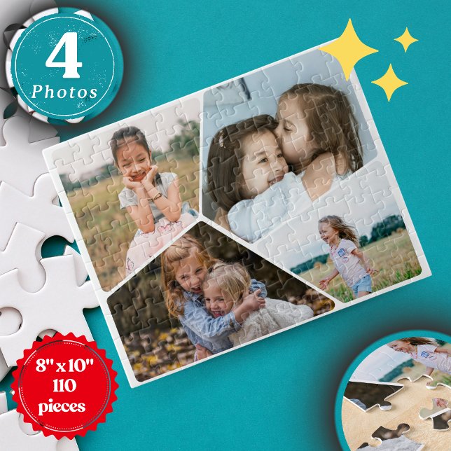 Personalized 4-Photo Collage Puzzle | 8" x 10" (Custom 4-Photo Collage Puzzle – Personalized Minimalist 8"x10" Jigsaw (110 Pieces) | Unique Gift)
