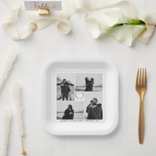 Personalized 4 Photo Collage Wedding Anniversary Paper Plates