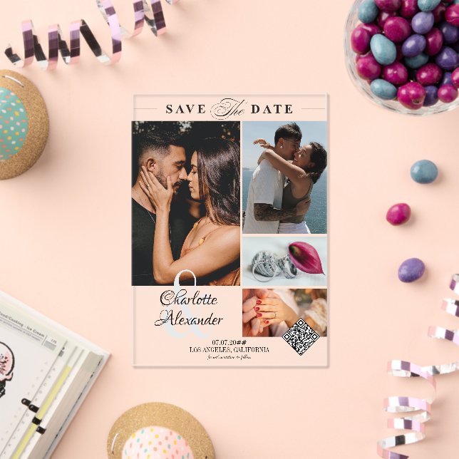 Personalized 4 Photo Collage Wedding Save the Date (Insitu (Celebration))