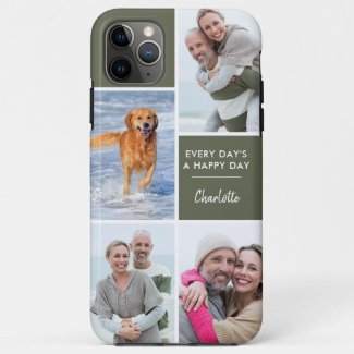 Personalized 4 Photo Collage with Positive Quote Case-Mate iPhone Case