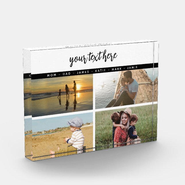 Personalized 4 Photo Family Love Memories  Block (Left)