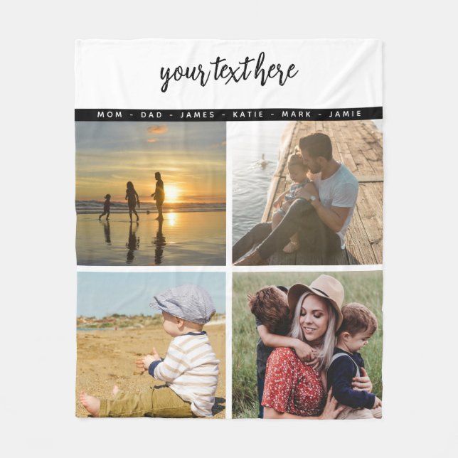 Personalized  4 Photo Family Love Memories  Fleece Blanket (Front)