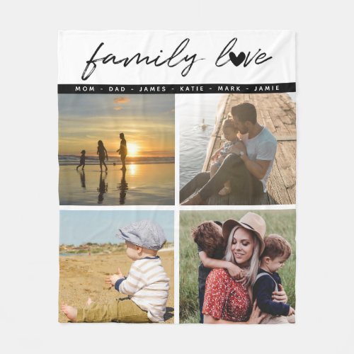 Personalized  4 Photo Family Love Memories  Fleece Blanket