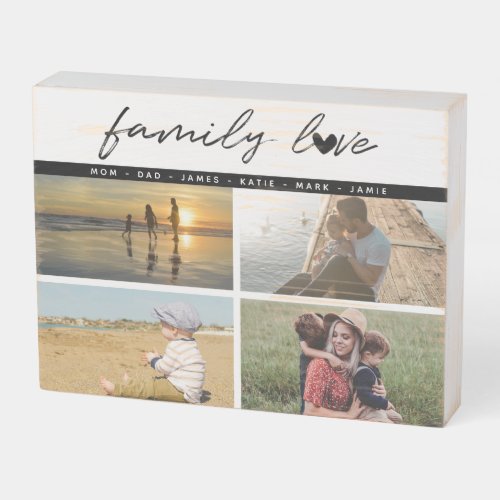 Personalized 4 Photo Family Love Memories  Wooden Box Sign