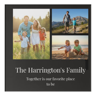 Personalized 4 Photo Family Name Acrylic Wall Art