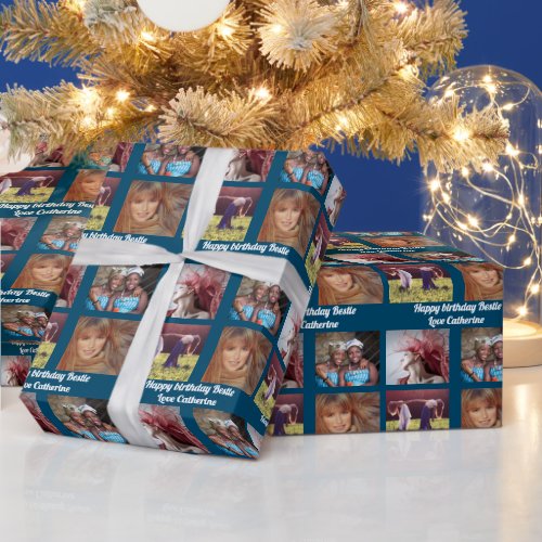 Personalized 4 photo family with DIY message BFF Wrapping Paper