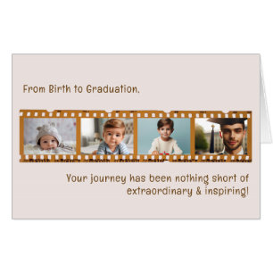 Personalized 4-Photo Film Negative Graduation Pink Card